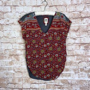 Anthro TINY Brand Red Floral Print Blouse NWOT